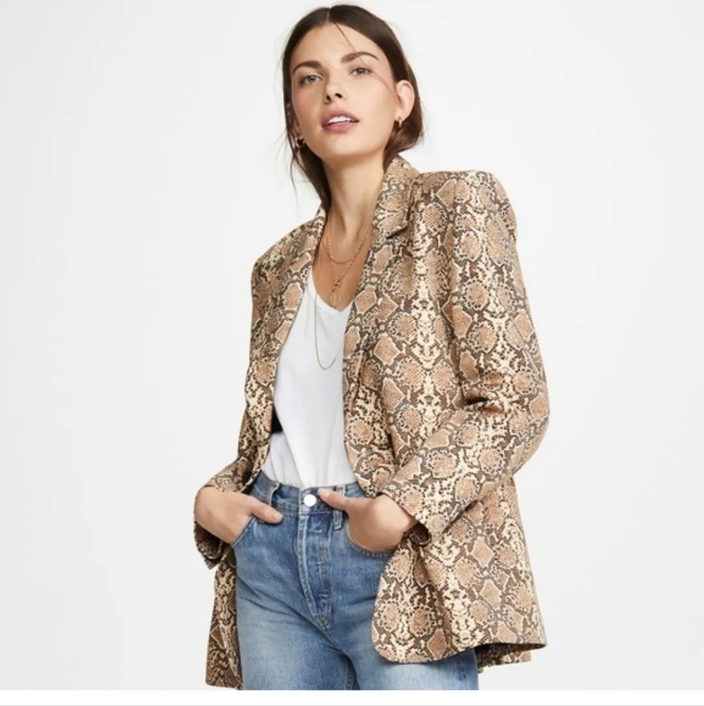 Anine Bing Double Breasted Snake Print Blazer Size XS